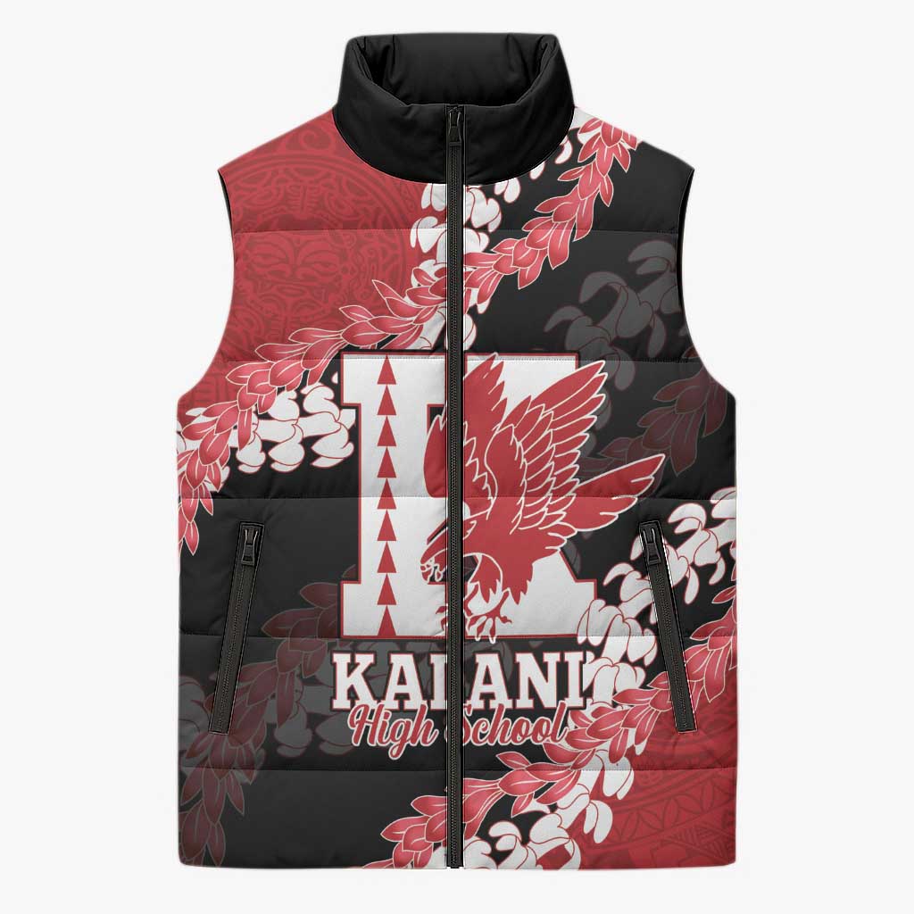 Personalized Kalani Hawaii High School Sleeveless Puffer Jacket Puakenikeni Lei Hawaiian Pattern - Polynesian Pride