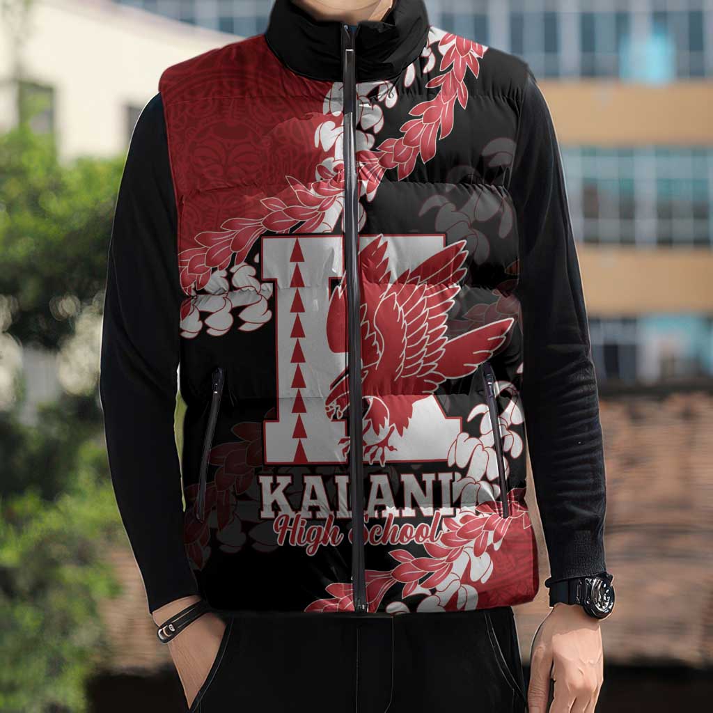 Personalized Kalani Hawaii High School Sleeveless Puffer Jacket Puakenikeni Lei Hawaiian Pattern - Polynesian Pride