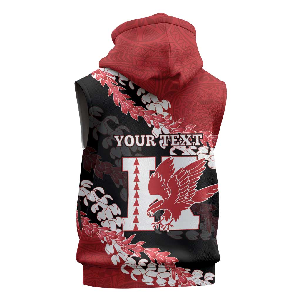 Personalized Kalani Hawaii High School Sleeveless Zip Hoodie Puakenikeni Lei Hawaiian Pattern - Polynesian Pride
