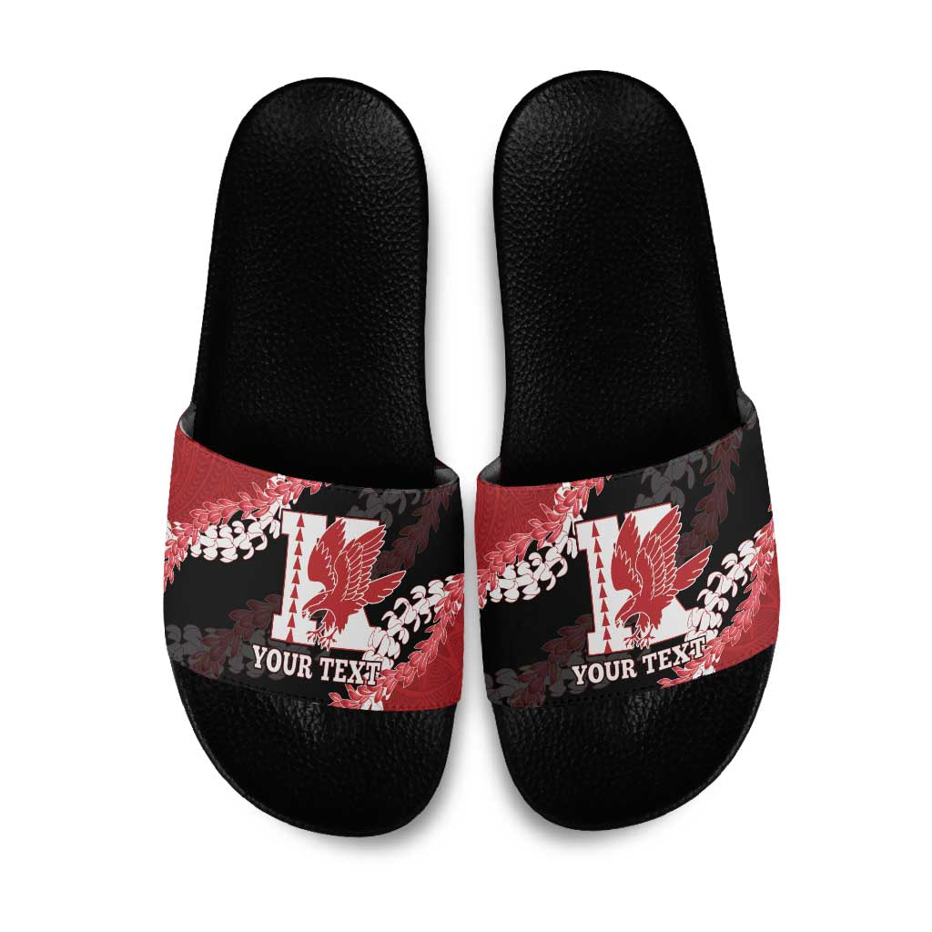 Personalized Kalani Hawaii High School Slide Sandals Puakenikeni Lei Hawaiian Pattern - Polynesian Pride