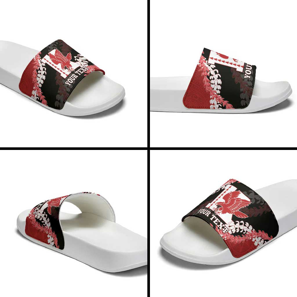 Personalized Kalani Hawaii High School Slide Sandals Puakenikeni Lei Hawaiian Pattern - Polynesian Pride