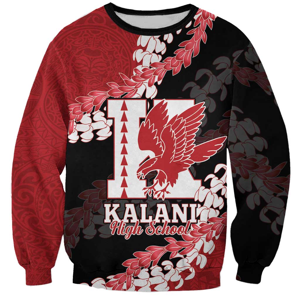 Personalized Kalani Hawaii High School Sweatshirt Puakenikeni Lei Hawaiian Pattern - Polynesian Pride