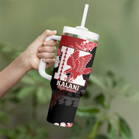 Personalized Kalani Hawaii High School Tumbler With Handle Puakenikeni Lei Hawaiian Pattern - Polynesian Pride