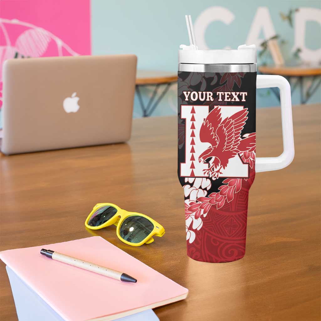Personalized Kalani Hawaii High School Tumbler With Handle Puakenikeni Lei Hawaiian Pattern - Polynesian Pride