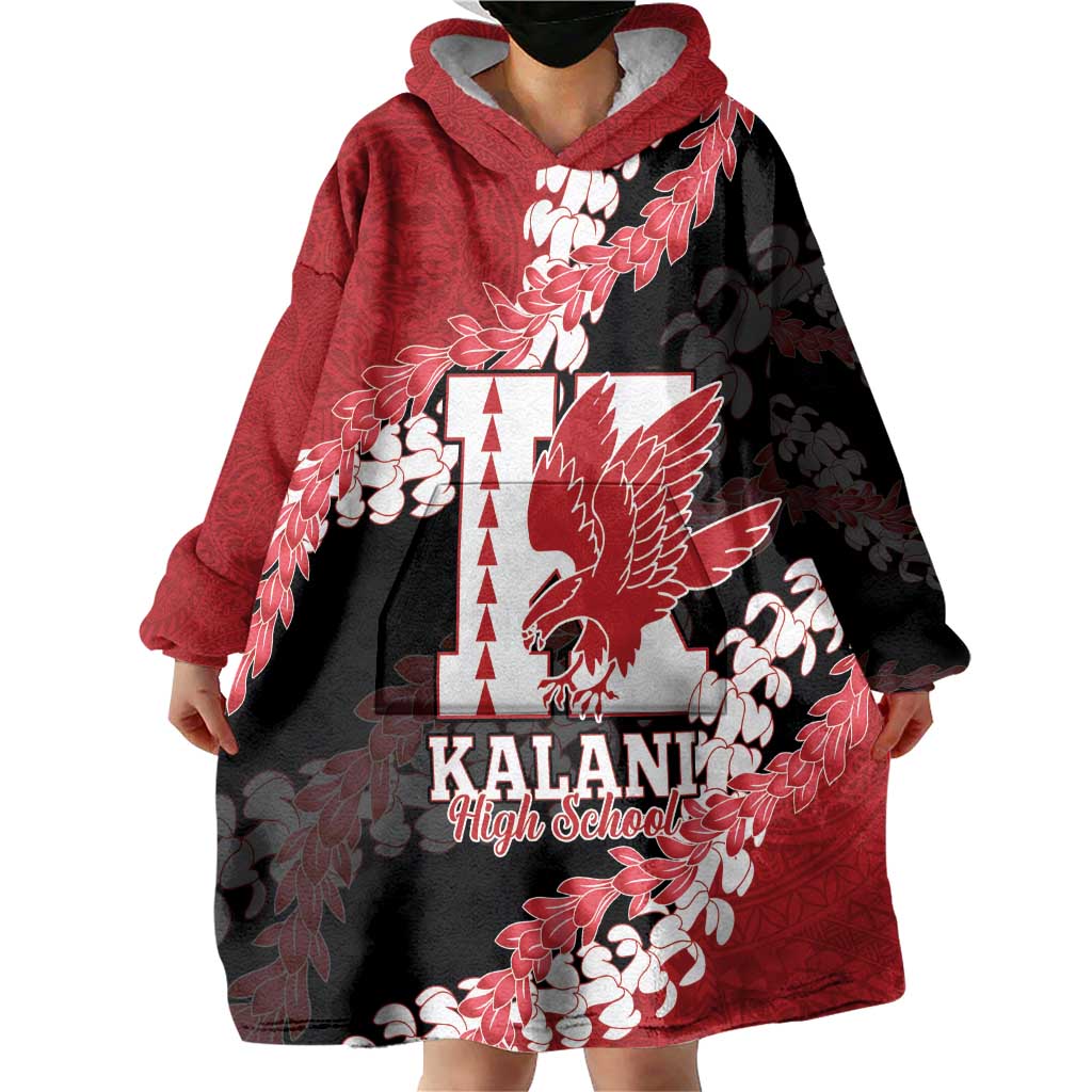 Personalized Kalani Hawaii High School Wearable Blanket Hoodie Puakenikeni Lei Hawaiian Pattern - Polynesian Pride