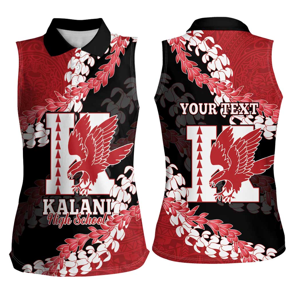 Personalized Kalani Hawaii High School Women Sleeveless Polo Shirt Puakenikeni Lei Hawaiian Pattern - Polynesian Pride