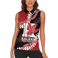 Personalized Kalani Hawaii High School Women Sleeveless Polo Shirt Puakenikeni Lei Hawaiian Pattern - Polynesian Pride