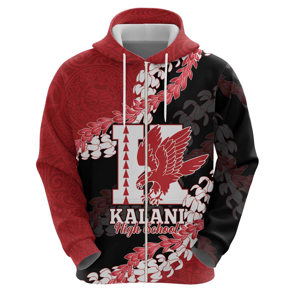 Personalized Kalani Hawaii High School Zip Hoodie Puakenikeni Lei Hawaiian Pattern - Polynesian Pride
