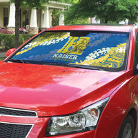 Kaiser Hawaii High School Auto Sun Shade Puakenikeni Lei Hawaiian Pattern - Polynesian Pride