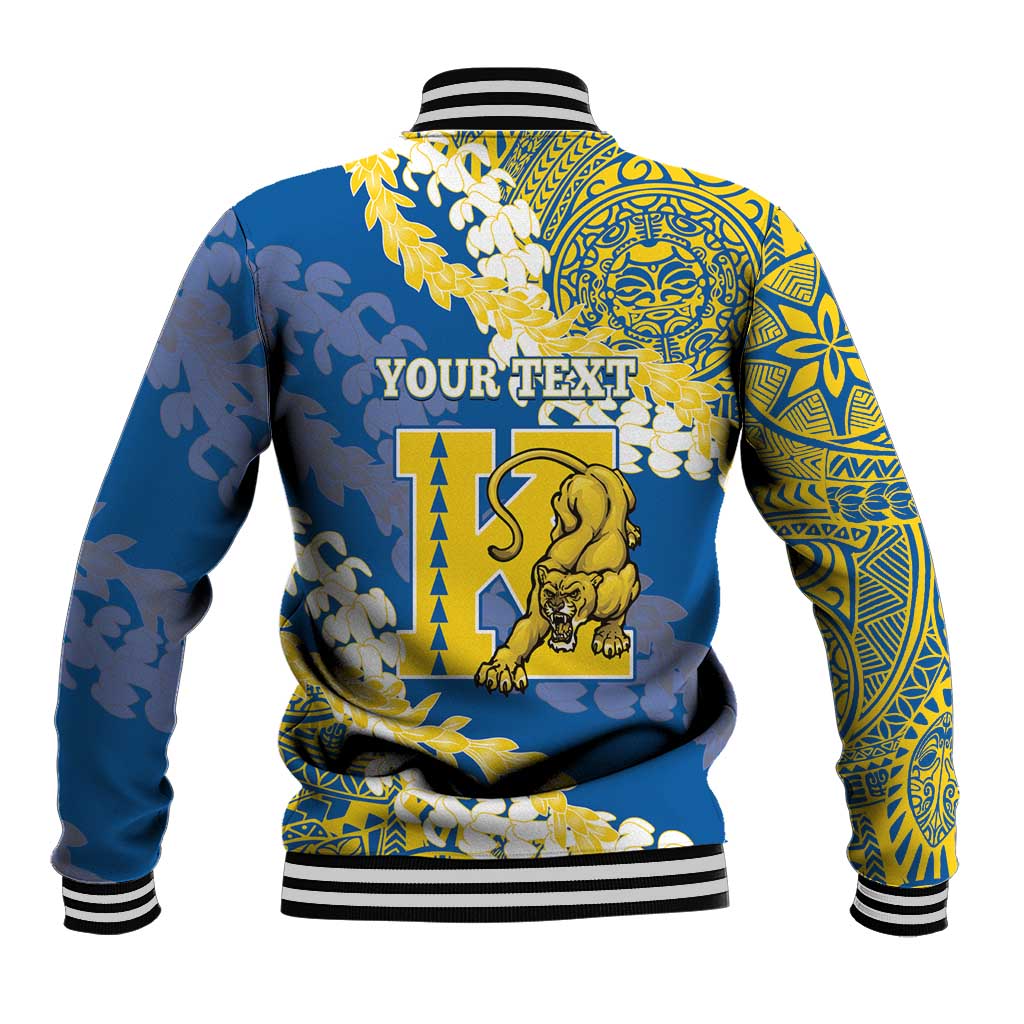 Personalized Kaiser Hawaii High School Baseball Jacket Puakenikeni Lei Hawaiian Pattern - Polynesian Pride