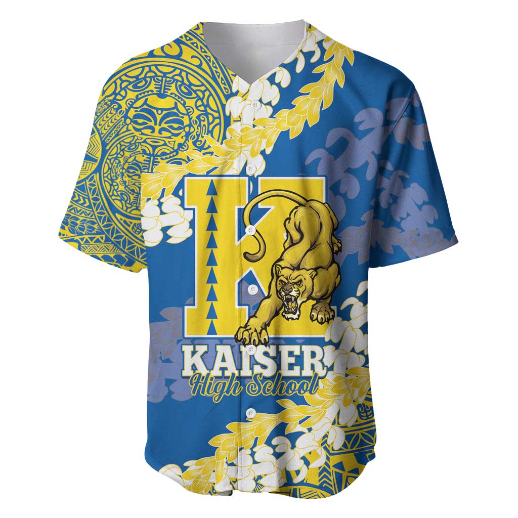 Personalized Kaiser Hawaii High School Baseball Jersey Puakenikeni Lei Hawaiian Pattern - Polynesian Pride