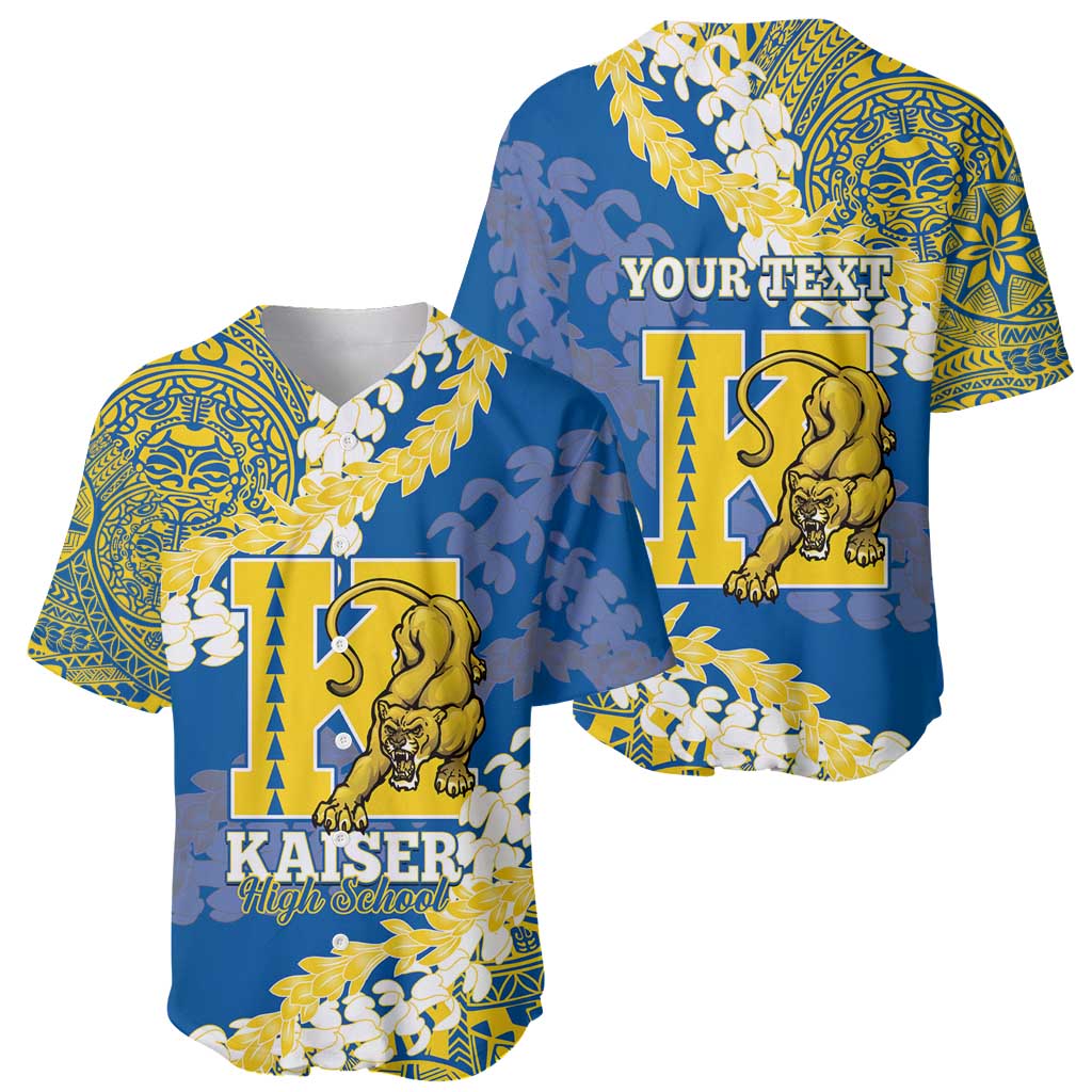 Personalized Kaiser Hawaii High School Baseball Jersey Puakenikeni Lei Hawaiian Pattern - Polynesian Pride