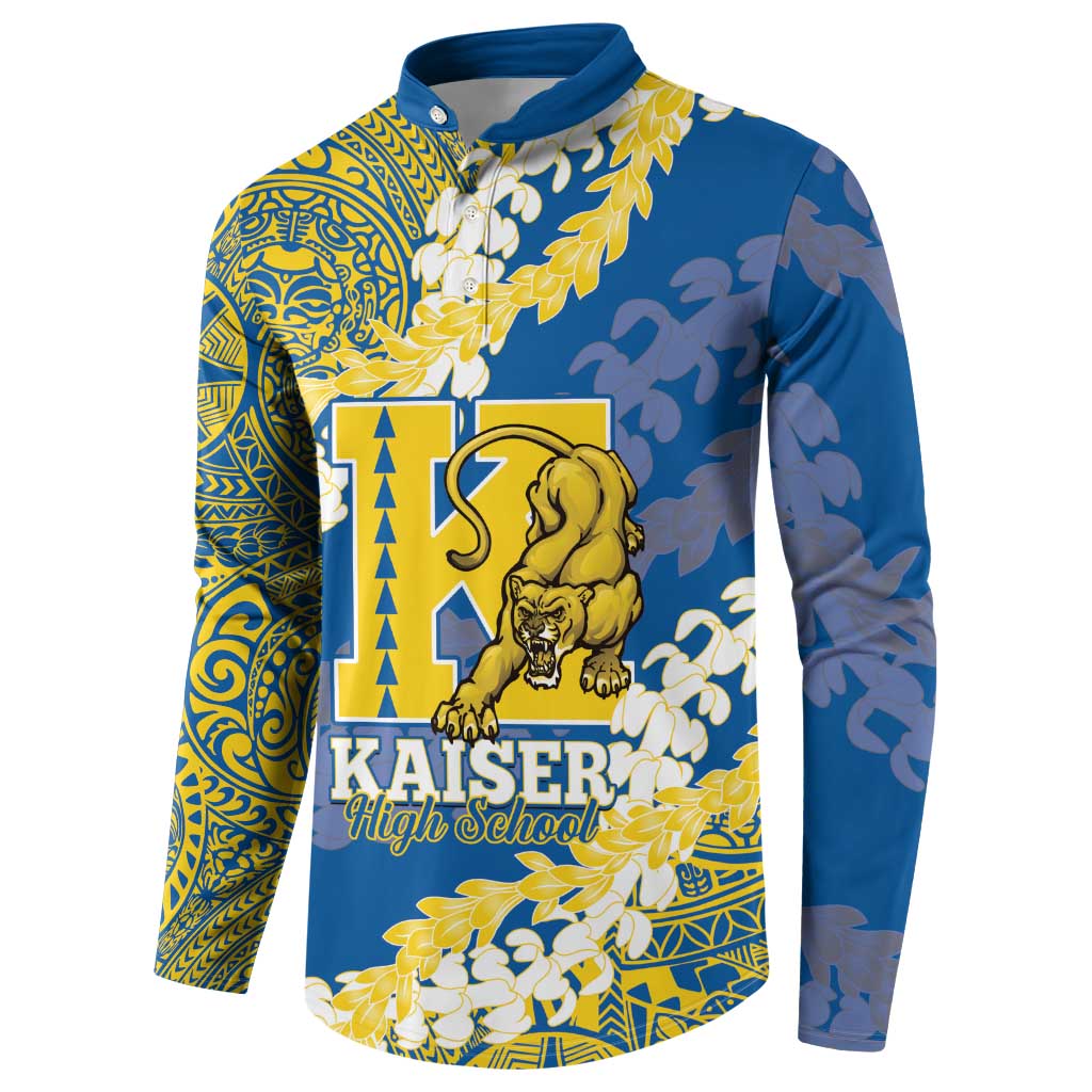 Personalized Kaiser Hawaii High School Button Sweatshirt Puakenikeni Lei Hawaiian Pattern - Polynesian Pride