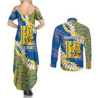Personalized Kaiser Hawaii High School Couples Matching Summer Maxi Dress and Long Sleeve Button Shirt Puakenikeni Lei Hawaiian Pattern - Polynesian Pride