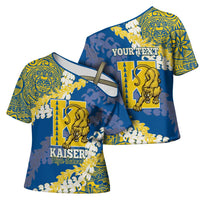 Personalized Kaiser Hawaii High School Cross Shoulder Shirt Puakenikeni Lei Hawaiian Pattern - Polynesian Pride