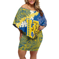 Personalized Kaiser Hawaii High School Family Matching Off Shoulder Short Dress and Hawaiian Shirt Puakenikeni Lei Hawaiian Pattern - Polynesian Pride