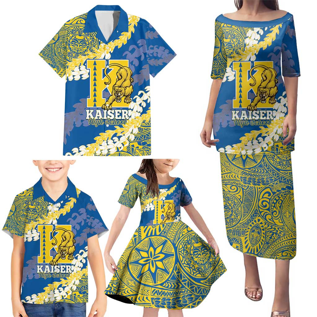 Personalized Kaiser Hawaii High School Family Matching Puletasi and Hawaiian Shirt Puakenikeni Lei Hawaiian Pattern - Polynesian Pride