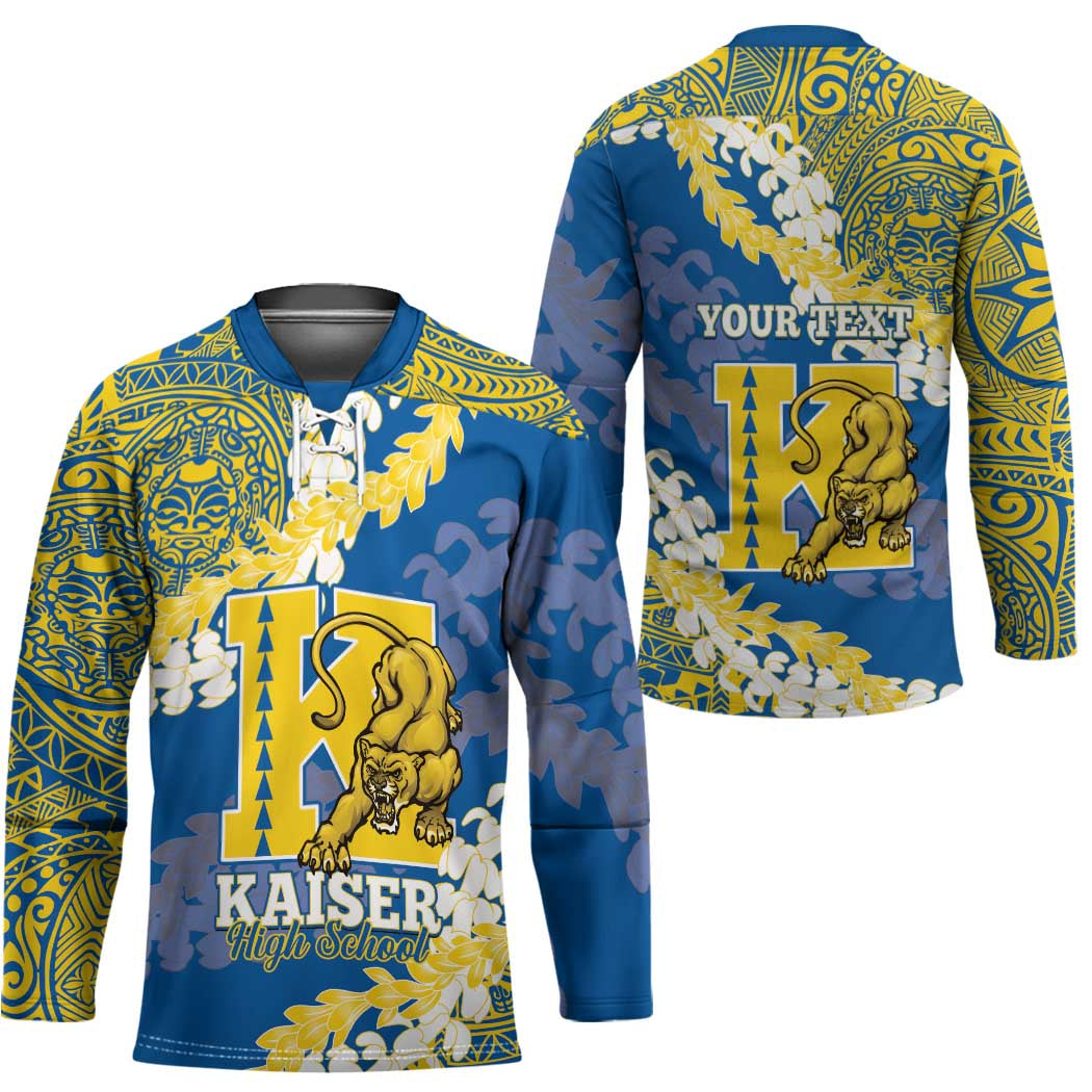 Personalized Kaiser Hawaii High School Hockey Jersey Puakenikeni Lei Hawaiian Pattern - Polynesian Pride