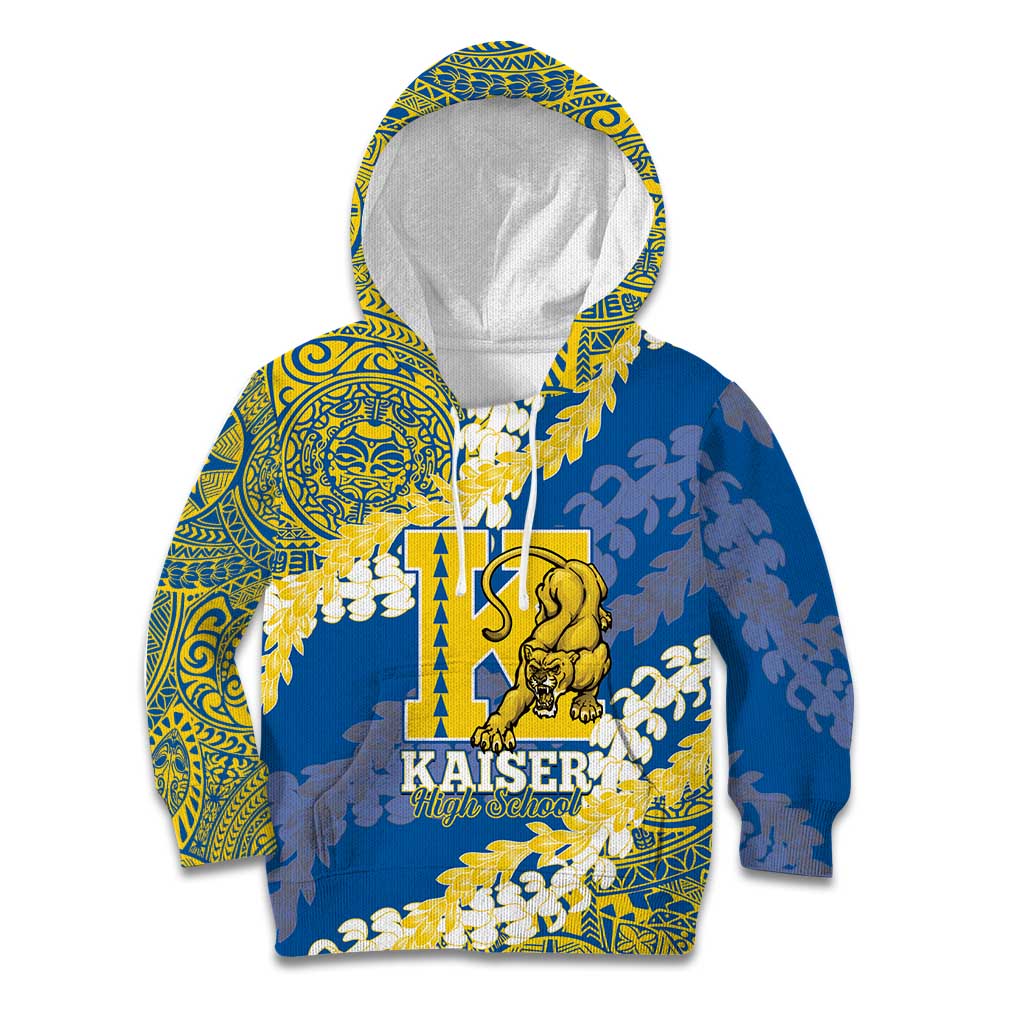 Personalized Kaiser Hawaii High School Kid Hoodie Puakenikeni Lei Hawaiian Pattern - Polynesian Pride