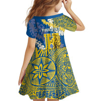 Personalized Kaiser Hawaii High School Kid Short Sleeve Dress Puakenikeni Lei Hawaiian Pattern - Polynesian Pride