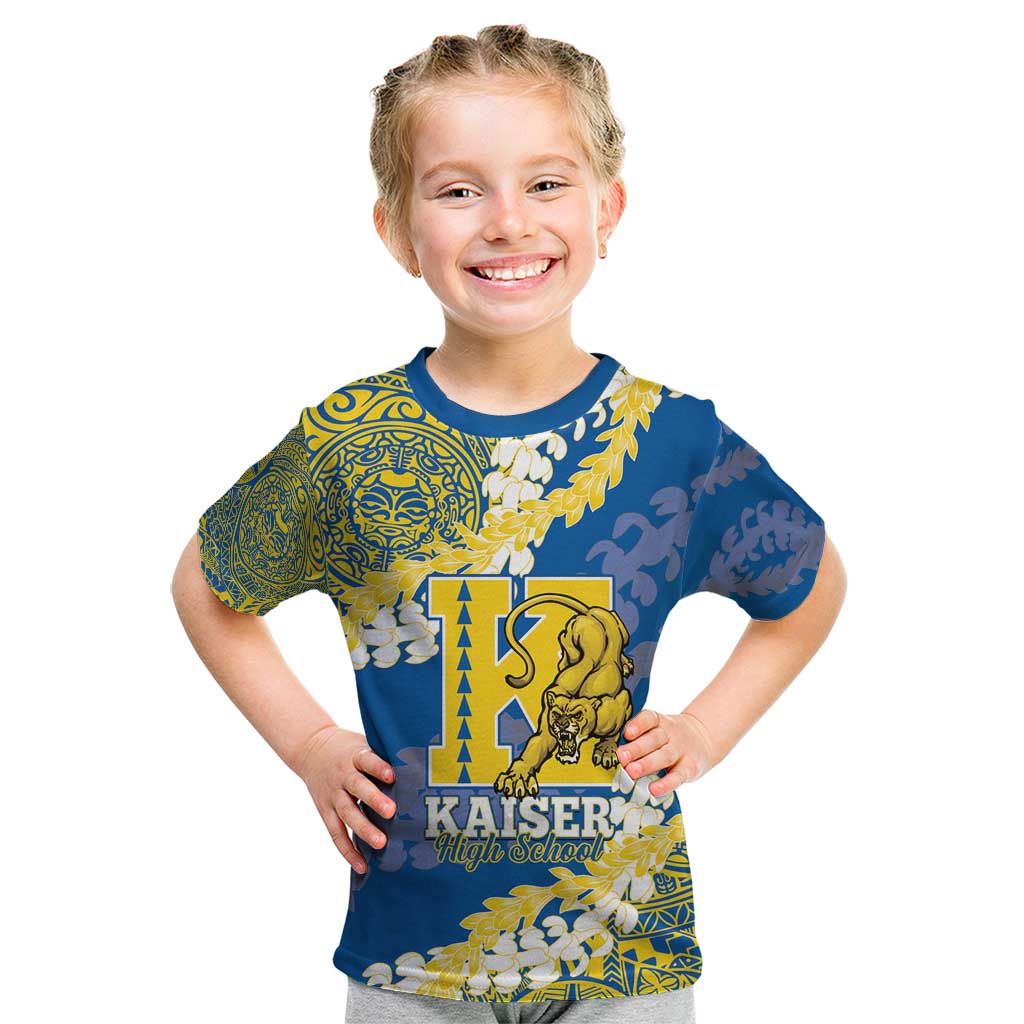 Personalized Kaiser Hawaii High School Kid T Shirt Puakenikeni Lei Hawaiian Pattern - Polynesian Pride