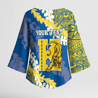 Personalized Kaiser Hawaii High School Kimono Sleeve Blouse Puakenikeni Lei Hawaiian Pattern - Polynesian Pride