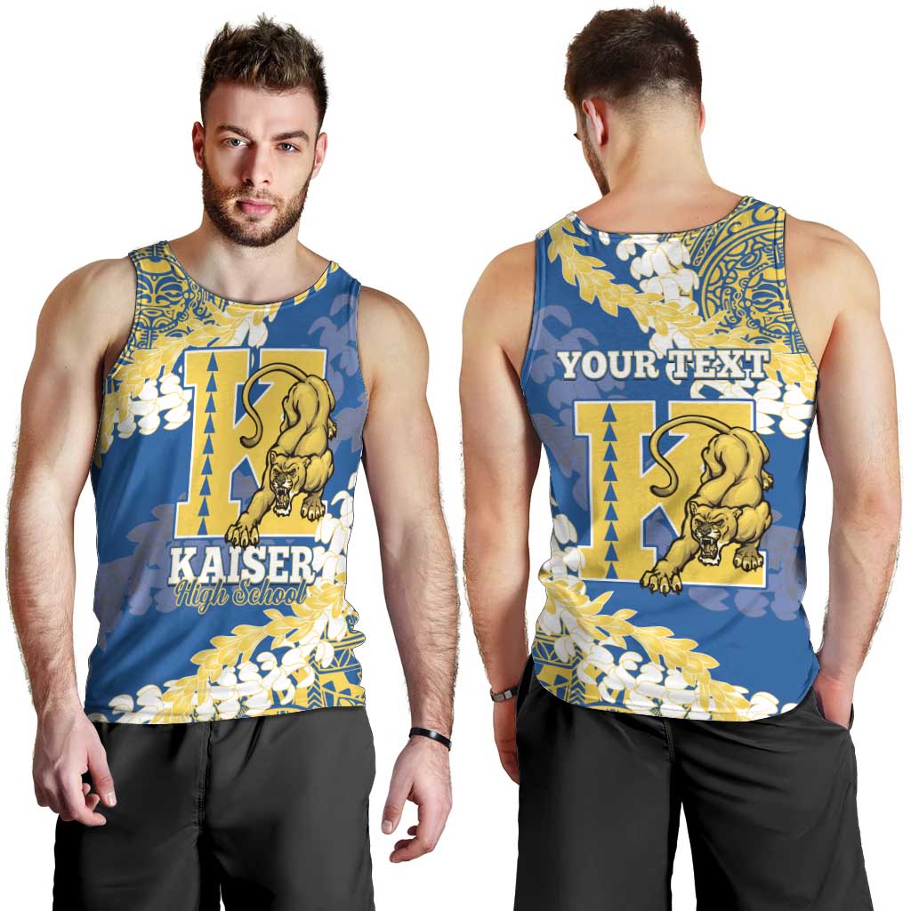 Personalized Kaiser Hawaii High School Men Tank Top Puakenikeni Lei Hawaiian Pattern - Polynesian Pride