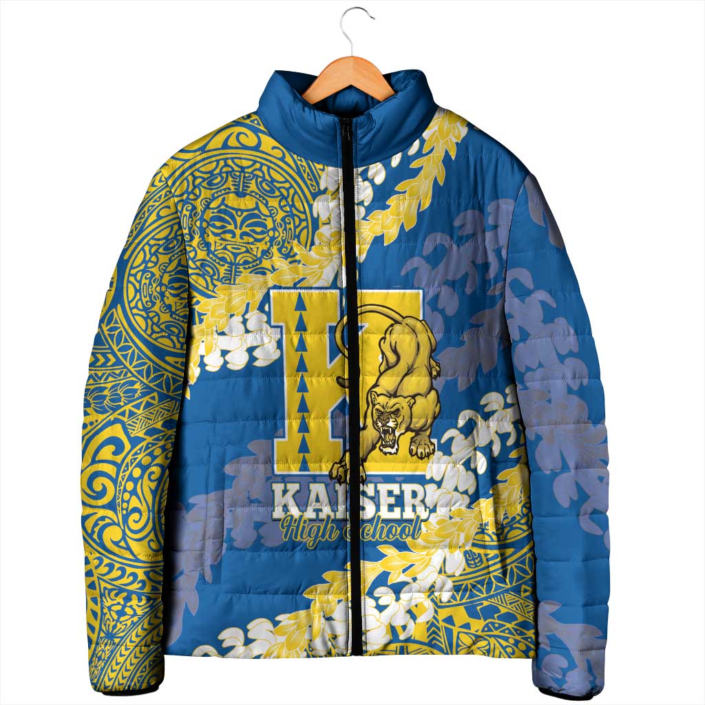Personalized Kaiser Hawaii High School Padded Jacket Puakenikeni Lei Hawaiian Pattern - Polynesian Pride