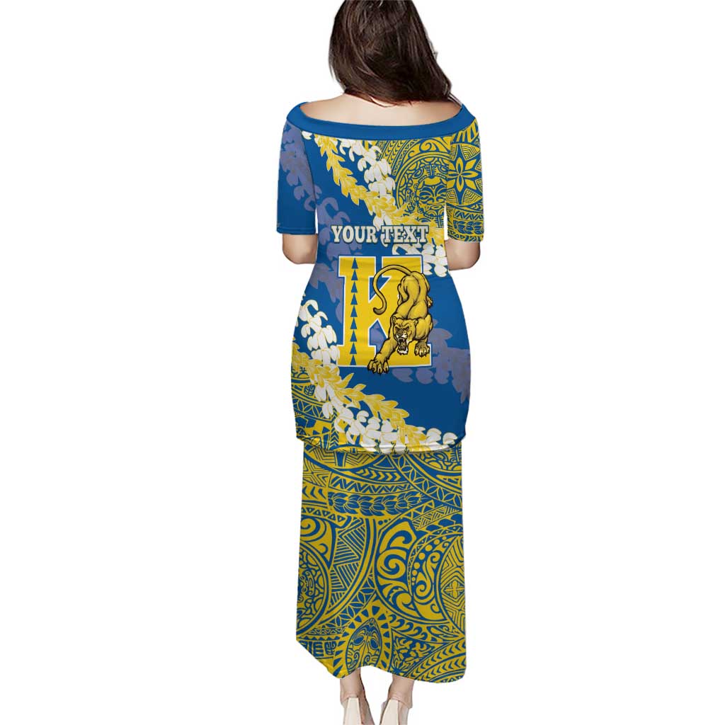 Personalized Kaiser Hawaii High School Puletasi Puakenikeni Lei Hawaiian Pattern - Polynesian Pride
