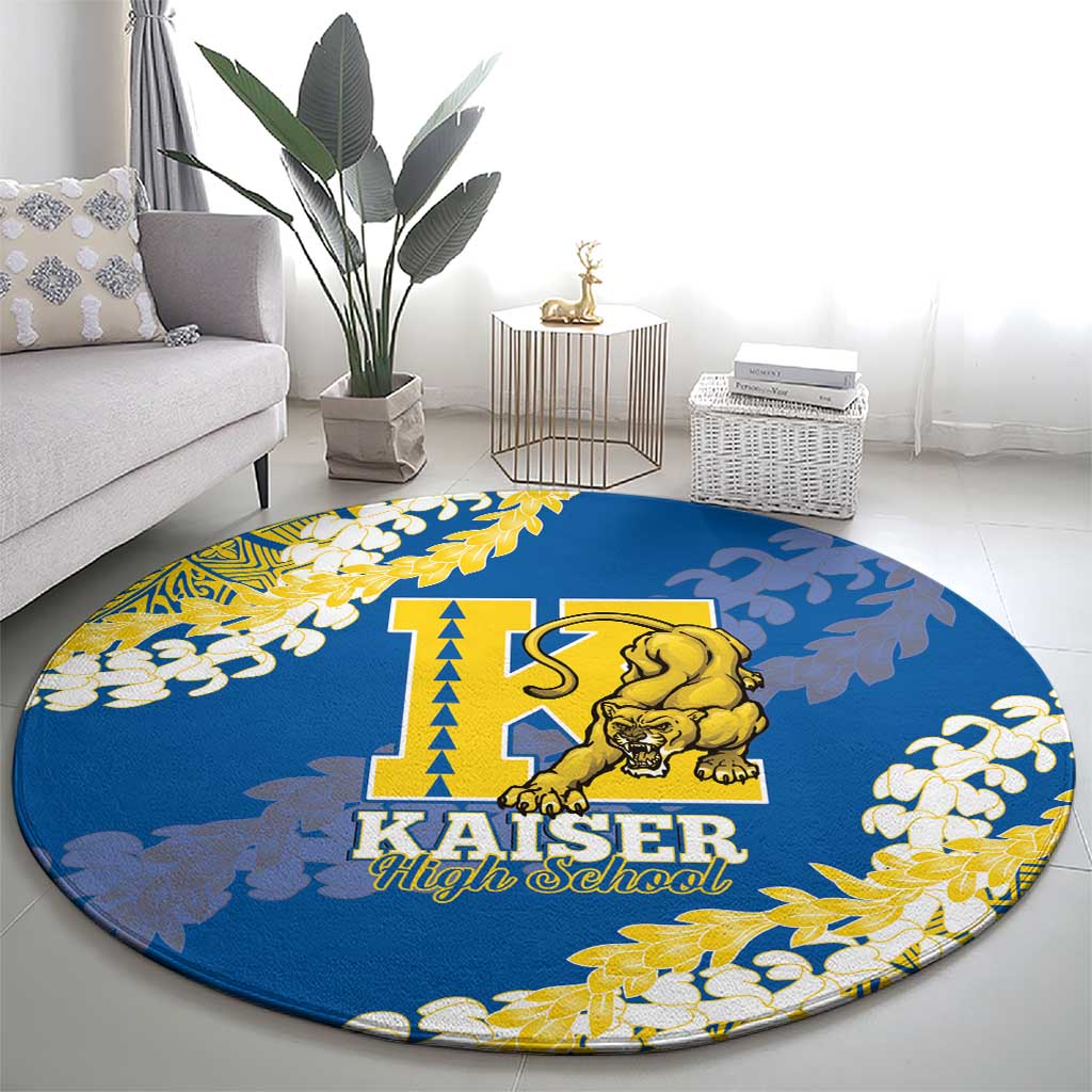 Kaiser Hawaii High School Round Carpet Puakenikeni Lei Hawaiian Pattern - Polynesian Pride