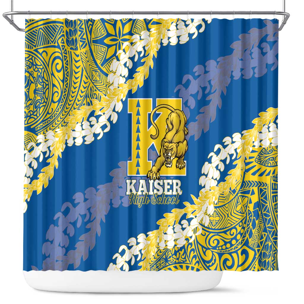 Kaiser Hawaii High School Shower Curtain Puakenikeni Lei Hawaiian Pattern - Polynesian Pride