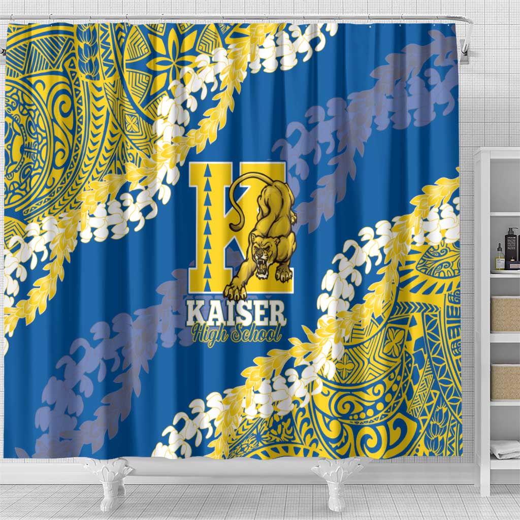 Kaiser Hawaii High School Shower Curtain Puakenikeni Lei Hawaiian Pattern - Polynesian Pride