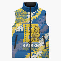 Personalized Kaiser Hawaii High School Sleeveless Puffer Jacket Puakenikeni Lei Hawaiian Pattern - Polynesian Pride