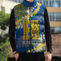 Personalized Kaiser Hawaii High School Sleeveless Puffer Jacket Puakenikeni Lei Hawaiian Pattern - Polynesian Pride