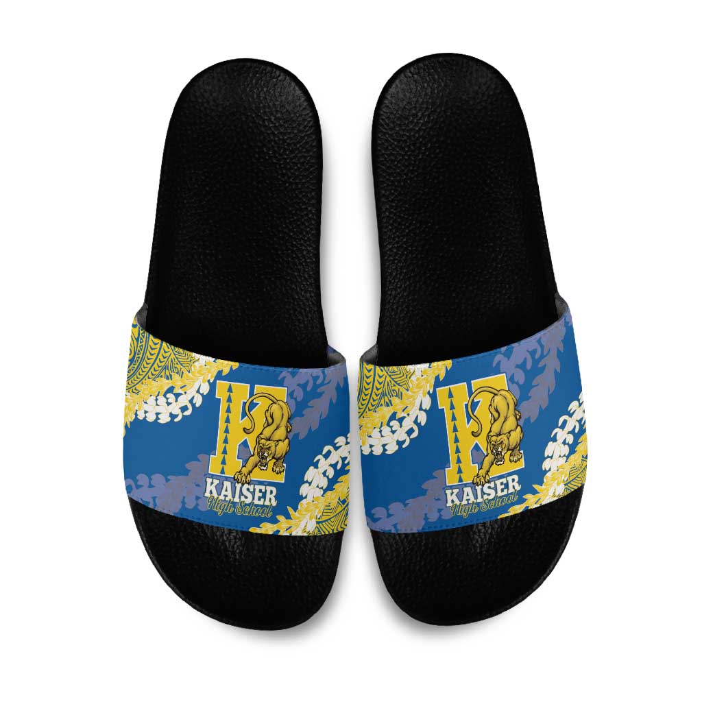 Kaiser Hawaii High School Slide Sandals Puakenikeni Lei Hawaiian Pattern - Polynesian Pride