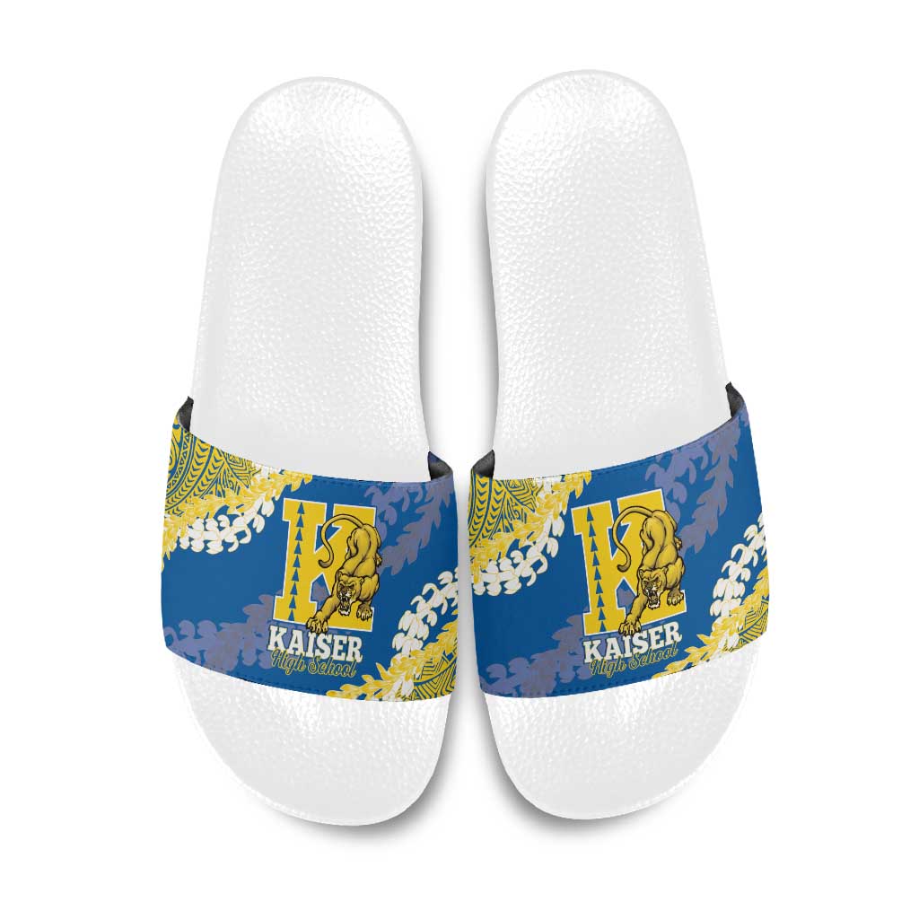 Kaiser Hawaii High School Slide Sandals Puakenikeni Lei Hawaiian Pattern - Polynesian Pride