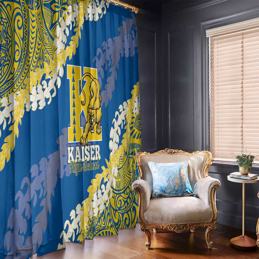Kaiser Hawaii High School Window Curtain Puakenikeni Lei Hawaiian Pattern - Polynesian Pride