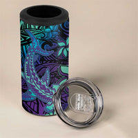 Purple Paradise Hawaiian Tribal Hammerhead Shark 4 in 1 Can Cooler Tumbler