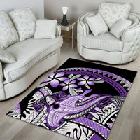 Purple Polynesian Area Rug Hammerhead Shark Tattoo Royal Plumeria Gradient Vibes LT14 - Polynesian Pride