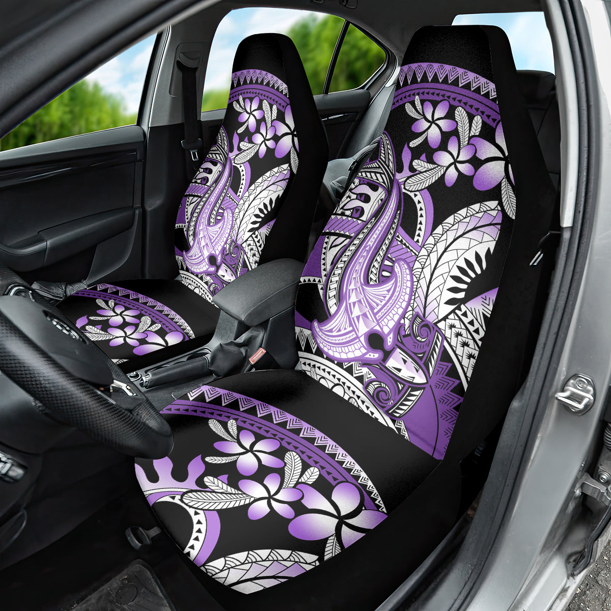 Purple Polynesian Car Seat Cover Hammerhead Shark Tattoo Royal Plumeria Gradient Vibes LT14 - Polynesian Pride
