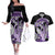 Purple Polynesian Couples Matching Off The Shoulder Long Sleeve Dress and Hawaiian Shirt Hammerhead Shark Tattoo Royal Plumeria Gradient Vibes LT14 Purple - Polynesian Pride
