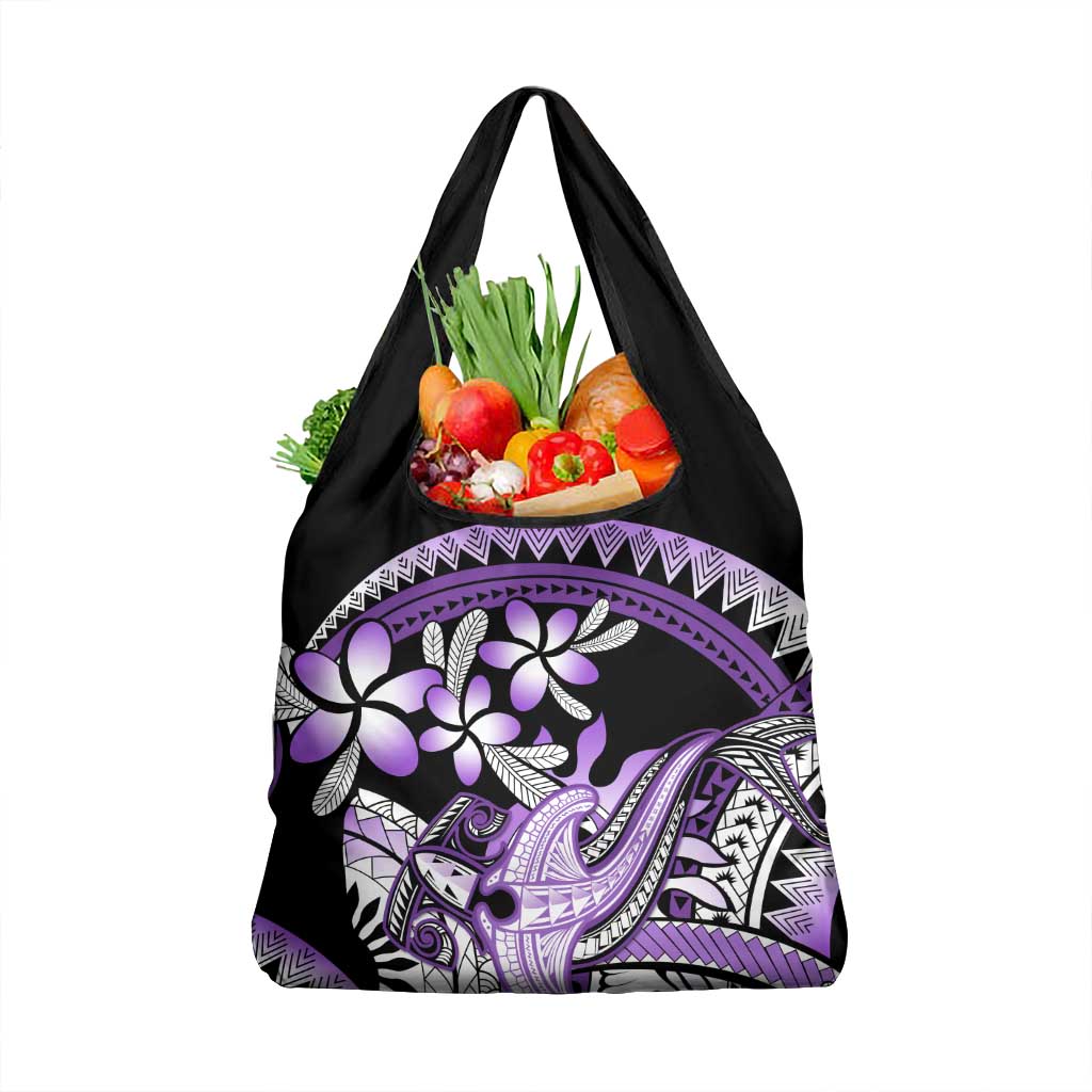 Purple Polynesian Grocery Bag Hammerhead Shark Tattoo Royal Plumeria Gradient