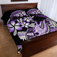 Purple Polynesian Quilt Bed Set Hammerhead Shark Tattoo Royal Plumeria Gradient Vibes LT14 - Polynesian Pride
