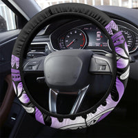 Purple Polynesian Steering Wheel Cover Hammerhead Shark Tattoo Royal Plumeria Gradient Vibes LT14 - Polynesian Pride