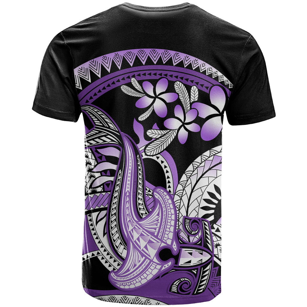 Purple Polynesian T Shirt Hammerhead Shark Tattoo Royal Plumeria Gradient Vibes LT14 - Polynesian Pride
