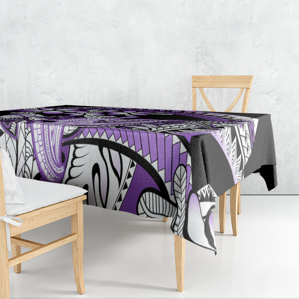 Purple Polynesian Tablecloth Hammerhead Shark Tattoo Royal Plumeria Gradient Vibes LT14 - Polynesian Pride