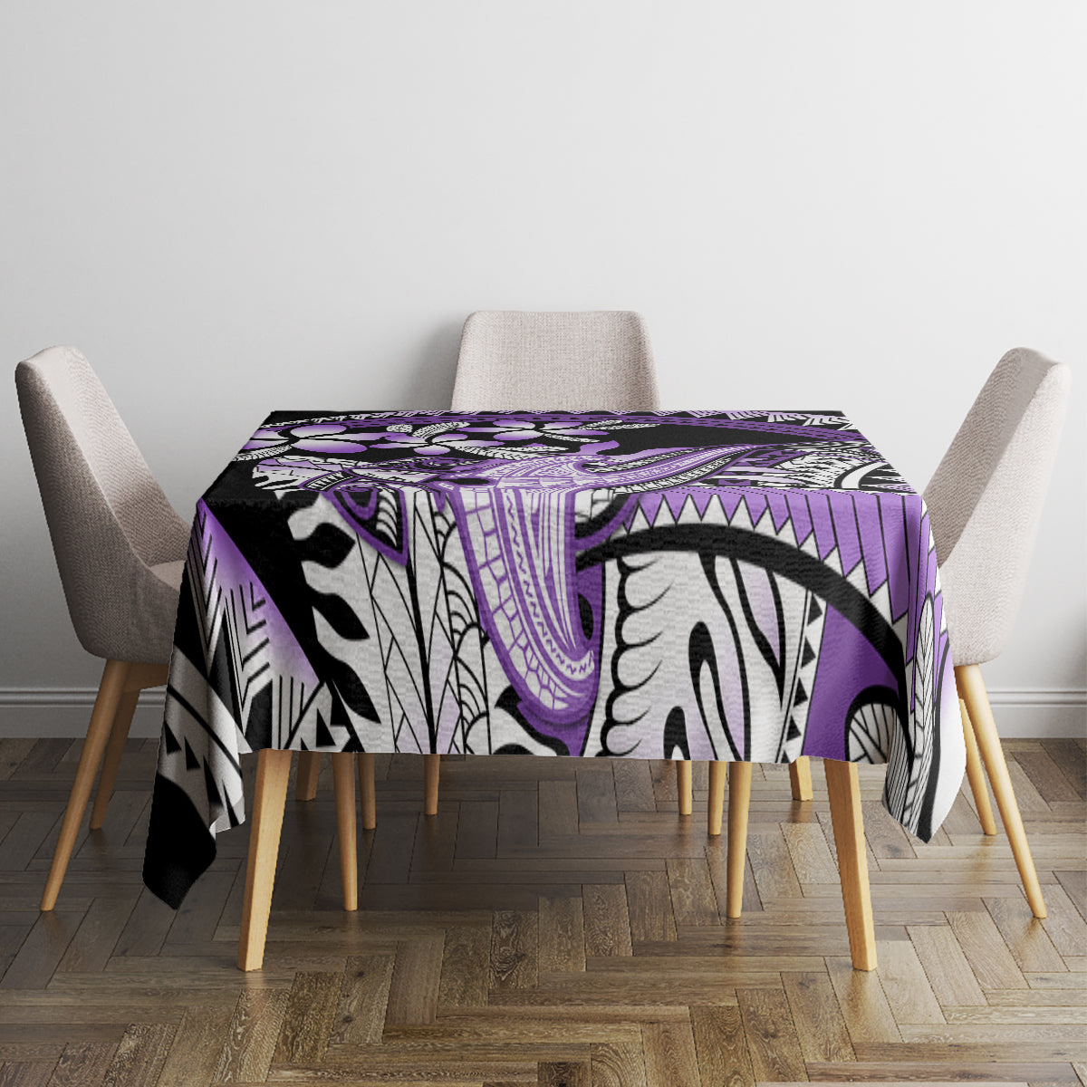Purple Polynesian Tablecloth Hammerhead Shark Tattoo Royal Plumeria Gradient Vibes LT14 - Polynesian Pride