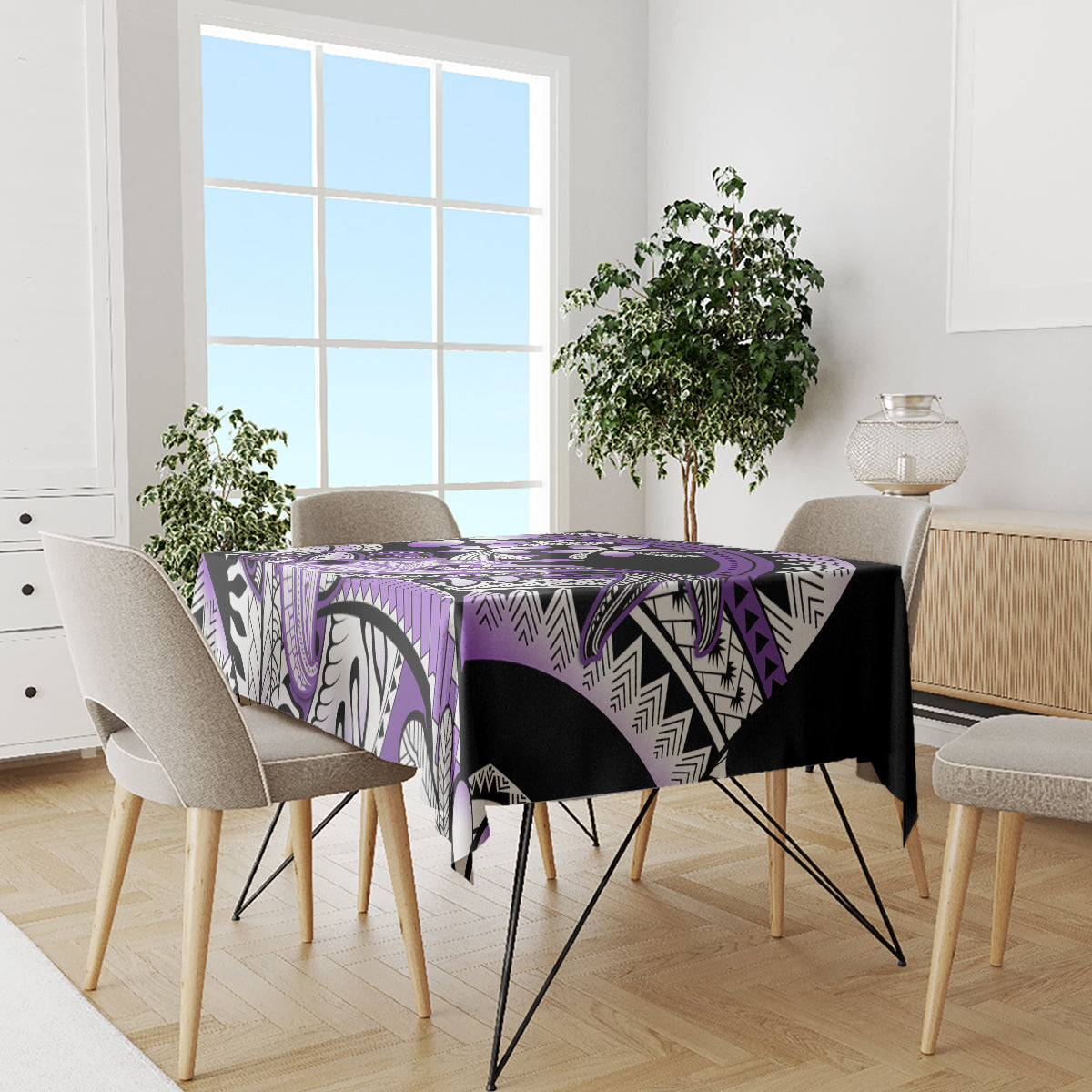 Purple Polynesian Tablecloth Hammerhead Shark Tattoo Royal Plumeria Gradient Vibes LT14 - Polynesian Pride