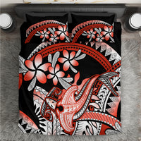 Red Polynesian Bedding Set Hammerhead Shark Tattoo Royal Plumeria Gradient Vibes LT14 Red - Polynesian Pride