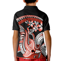 Red Polynesian Kid Polo Shirt Hammerhead Shark Tattoo Royal Plumeria Gradient Vibes LT14 - Polynesian Pride